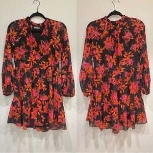 Size S - Vince Camuto‎ Women's Split-Neck Long-Sleeve Babydoll Dress